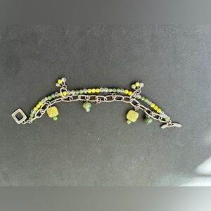 Silpada Green Beaded Charm Bracelet with Silver Chain